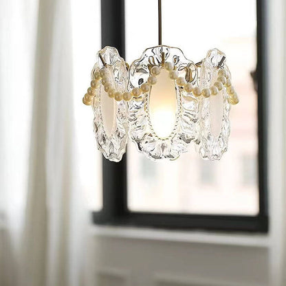 French Light Luxury Hardware Glass 1-Light Pendant Light