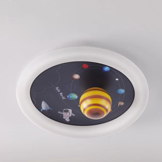 Lumendat Contemporary Nordic Hardware Round Planet Cartoon LED Flush Mount Ceiling Light For Bedroom Lumendat