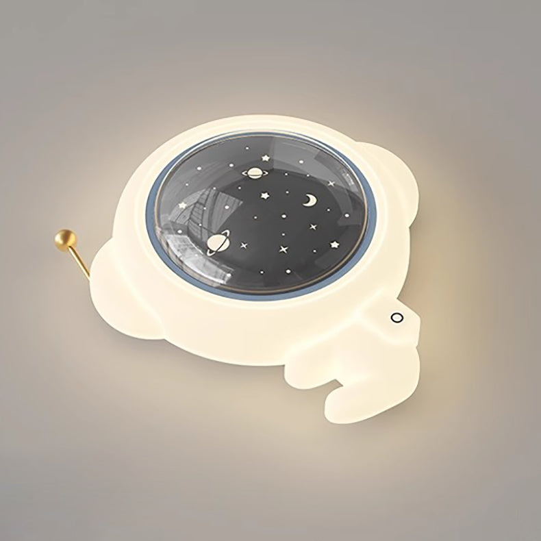 Lumendat Modern Art Deco Kids Iron PE Astronaut Round LED Flush Mount Ceiling Light For Bedroom Lumendat