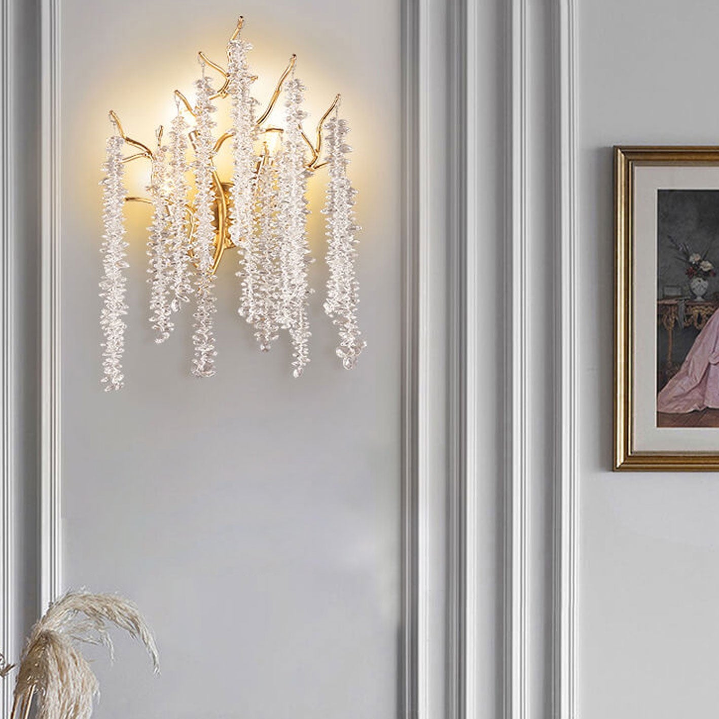 Modern Light Luxury Tree Branch Crystal 3-Light Wall Sconce Lamp Lumendat