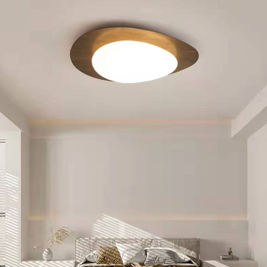 Nordic Iron Wood Grain Pebble LED Flush Mount Ceiling Light Lumendat