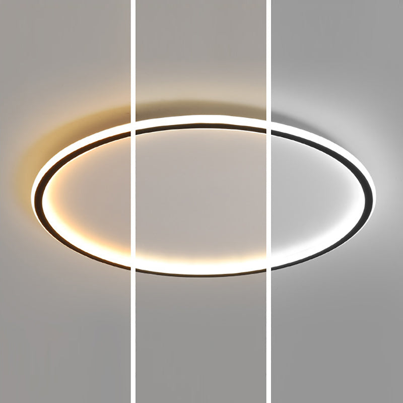 Modern Minimalist Aluminum Geometric Circle Silicone Shade LED Flush Mount Ceiling Light for Living Room