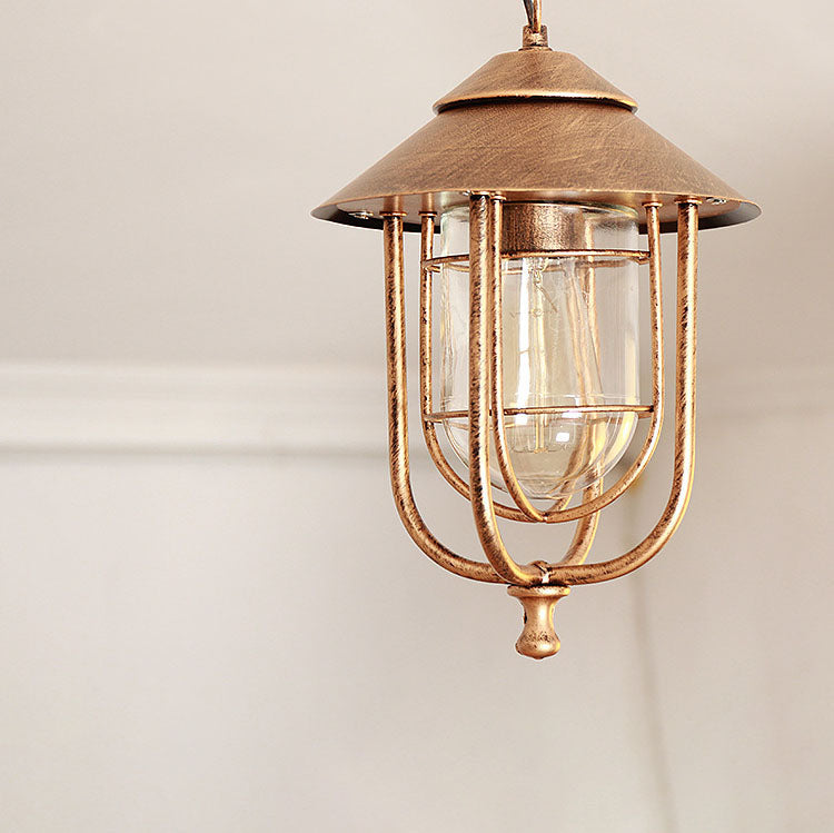 Industrial Vintage Aluminum Cage Glass 1-light Outdoor Waterproof Pendant Light BulbSquare