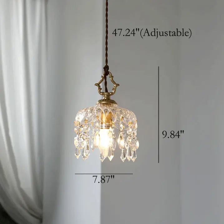Vintage Decorative Floral Crystal 1-light Pendant Light Lumendat