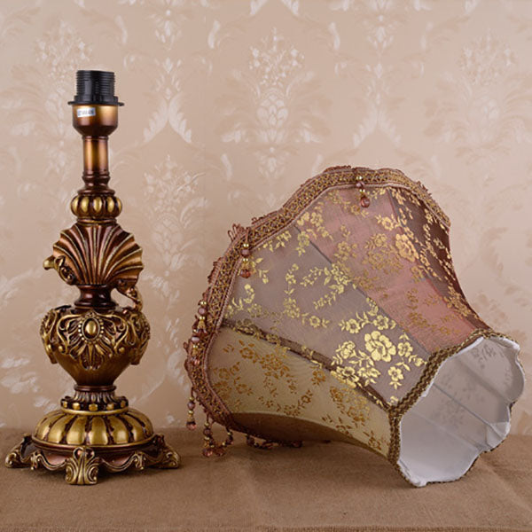European Vintage Fabric Tassel Resin Court 1-Light Table Lamp Lumendat