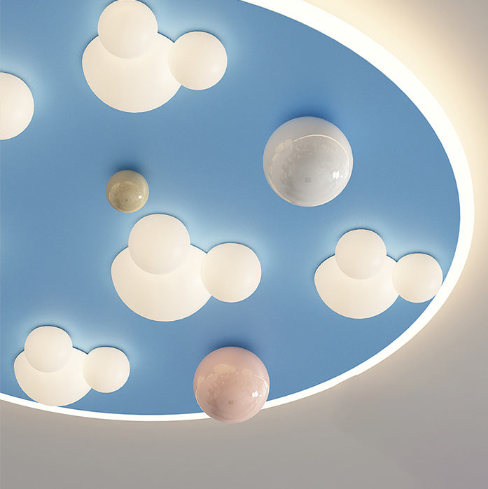 Lumendat Contemporary Creative Kids Iron Acrylic Round Irregular Shape Mouse Cloud LED Flush Mount Ceiling Light For Bedroom Lumendat