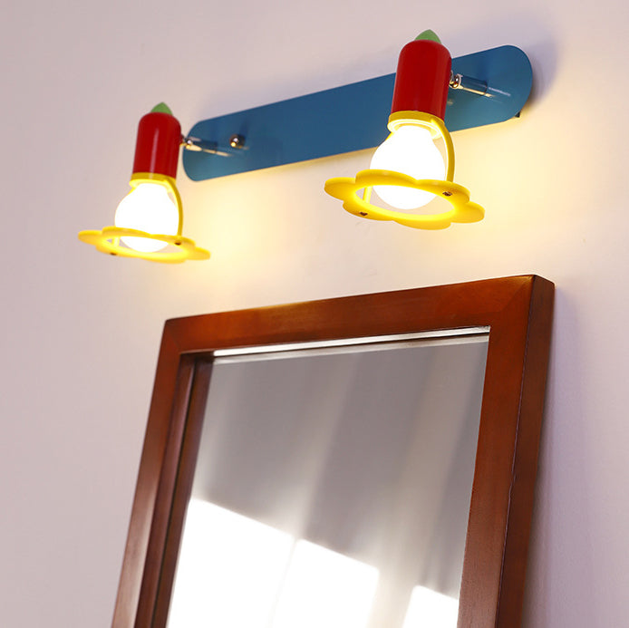 Lumendat Modern Mid-Century Kids Rectangle Round Iron Acrylic 2-Light Wall Sconce Lamp For Bedroom Lumendat