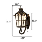 European Retro Glass Aluminum Lantern Outdoor Waterproof 1-Light Wall Sconce Lamp