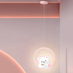 Lumendat Modern Simplicity Kids Aluminum Iron Acrylic Circle Bear Cow LED Pendant Light For Bedside Lumendat