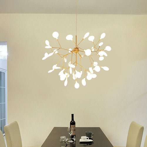 Modern LED Firefly Branch Chandelier – 27 or 36 Lights, Gold & Black