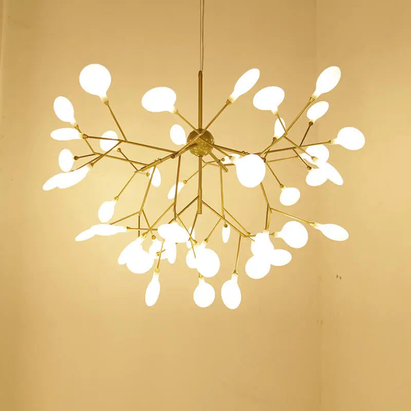 Modern LED Firefly Branch Chandelier – 27 or 36 Lights, Gold & Black Lumendat