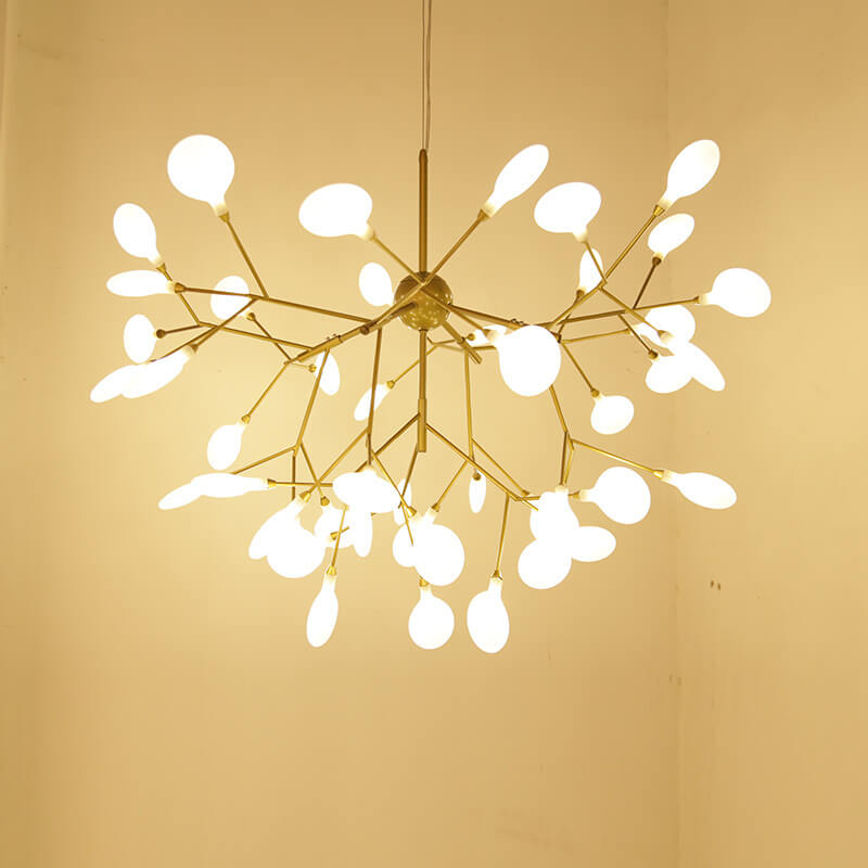 Modern LED Firefly Branch Chandelier – 27 or 36 Lights, Gold & Black