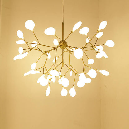 Modern LED Firefly Branch Chandelier – 27 or 36 Lights, Gold & Black