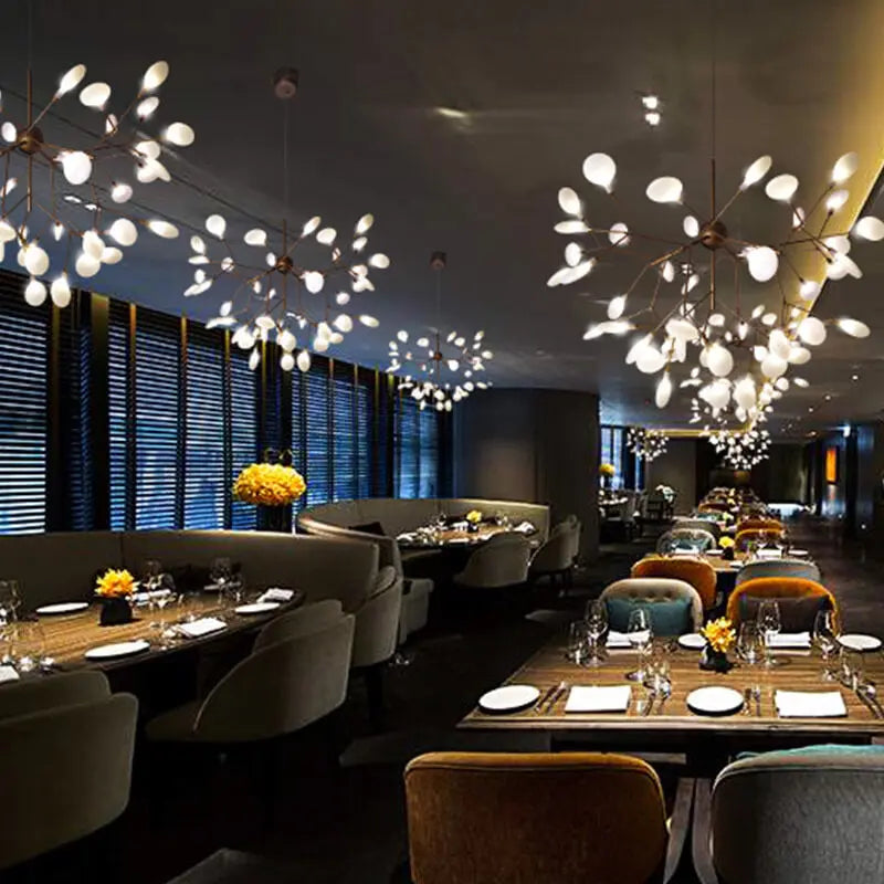Modern LED Firefly Branch Chandelier – 27 or 36 Lights, Gold & Black Lumendat