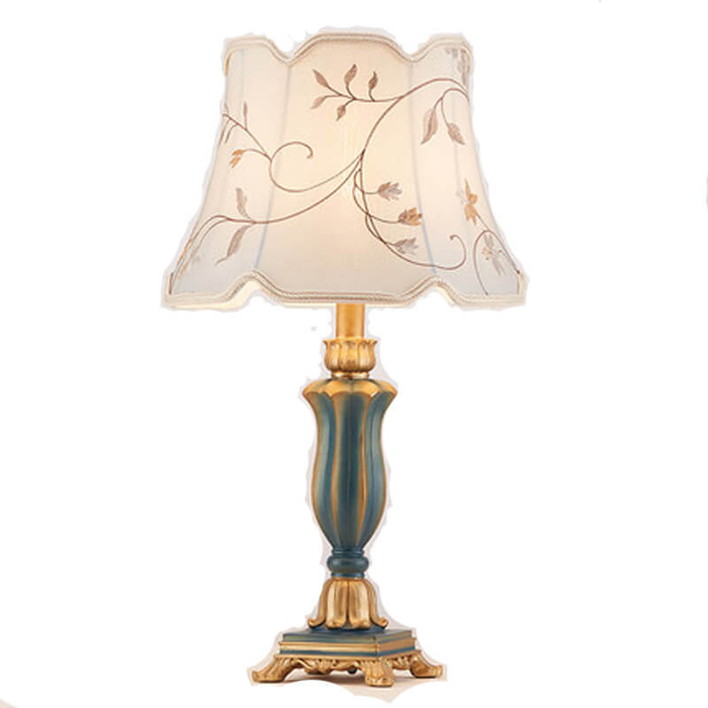 Round Fabric Resin Base Classical 1-Light Table Lamp Lumendat