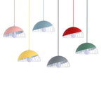 Nordic Macaron Aluminum 1-light Wire Dome Cage Pendant Light BulbSquare