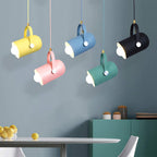 Macaron Metal Cylinder Spotlight 1-light Adjustable Handle Pendant Light BulbSquare