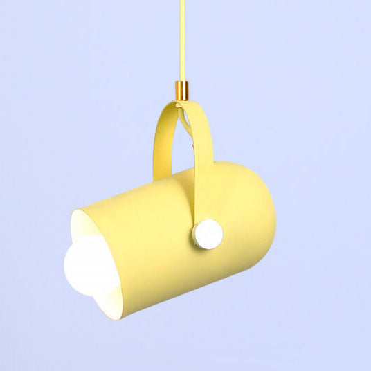 Macaron Metal Cylinder Spotlight 1-light Adjustable Handle Pendant Light BulbSquare