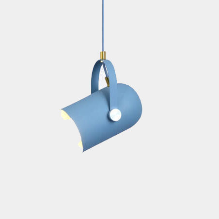 Macaron Metal Cylinder Spotlight 1-light Adjustable Handle Pendant Light BulbSquare