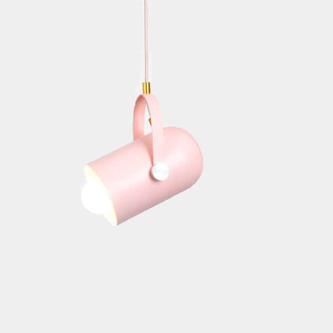 Macaron Metal Cylinder Spotlight 1-light Adjustable Handle Pendant Light BulbSquare