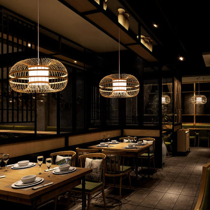 Japanese Element Bamboo Drum 1-light Pendant Light