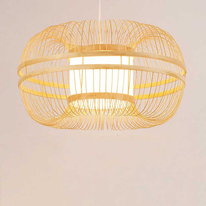 Japanese Element Bamboo Drum 1-light Pendant Light