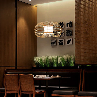 Japanese Element Bamboo Drum 1-light Pendant Light