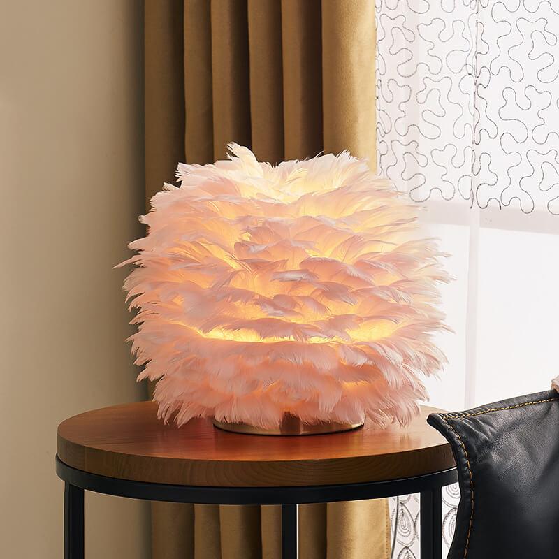 Modern Feather 1-Light Ball-Shaped Table Lamps Lumendat