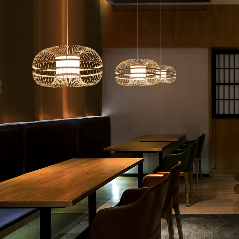 Japanese Element Bamboo Drum 1-light Pendant Light