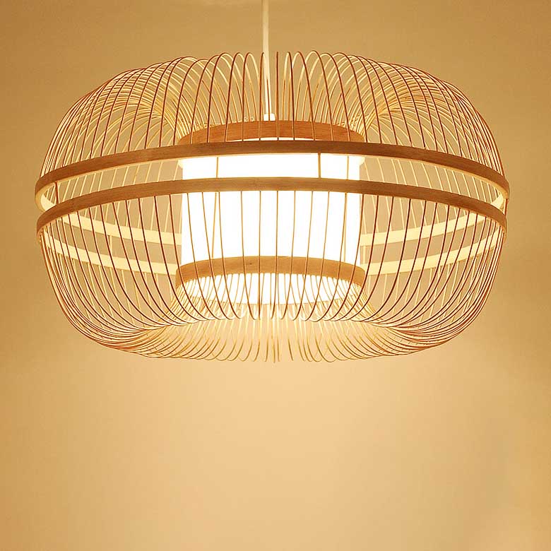 Japanese Element Bamboo Drum 1-light Pendant Light