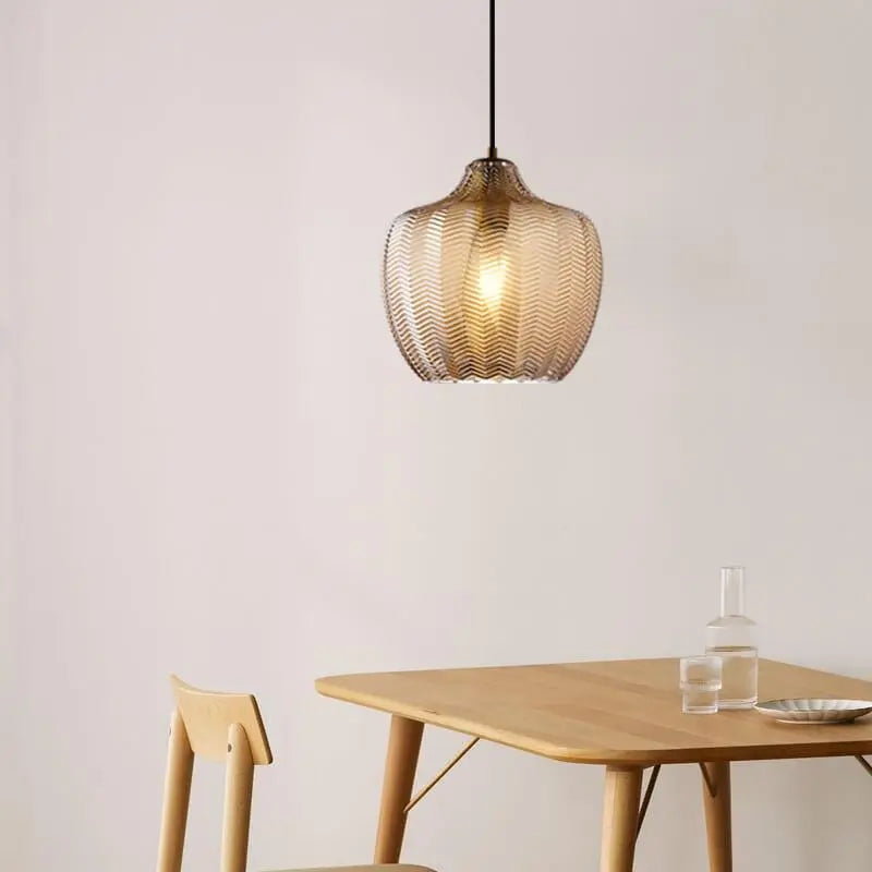 Nordic Textured Wavy Glass 1-light Barrel Pendant Light Lumendat