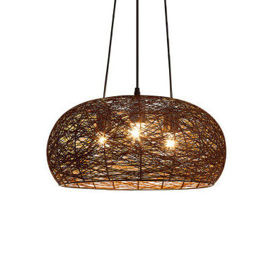 Modern Rattan Weaving 3-light Dome Pendant Light BulbSquare