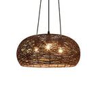 Modern Rattan Weaving 3-light Dome Pendant Light BulbSquare