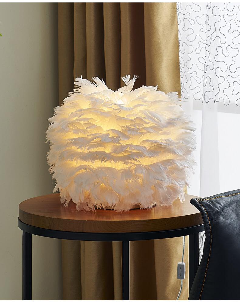 Modern Feather 1-Light Ball-Shaped Table Lamps Lumendat