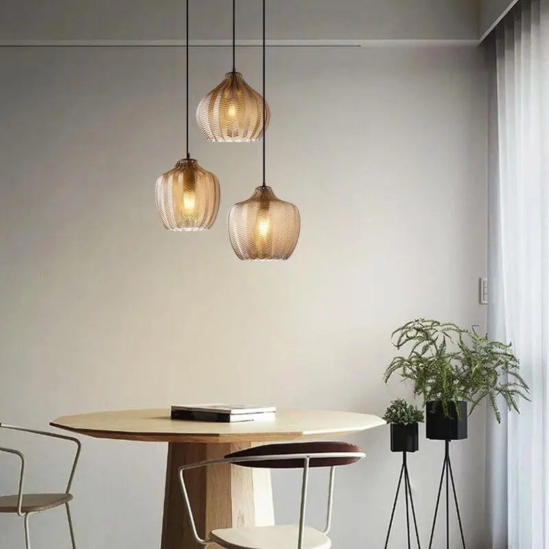 Nordic Textured Wavy Glass 1-light Barrel Pendant Light Lumendat