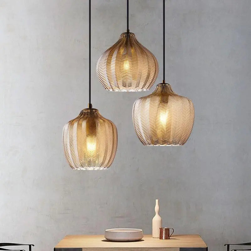 Nordic Textured Wavy Glass 1-light Barrel Pendant Light Lumendat