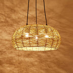 Modern Rattan Weaving 3-light Dome Pendant Light BulbSquare