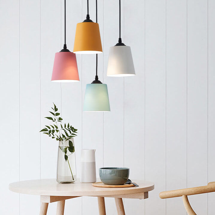 Nordic Macaron Cylinder Dome Metal 1-light Pendant Light BulbSquare