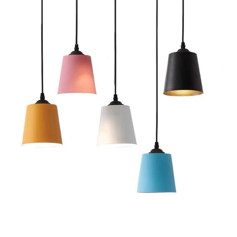 Nordic Macaron Cylinder Dome Metal 1-light Pendant Light BulbSquare