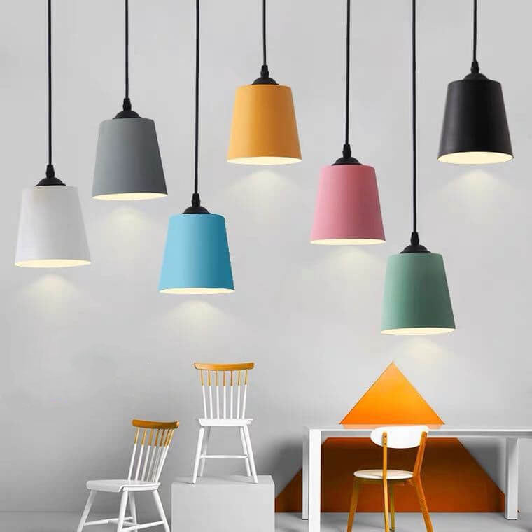 Nordic Macaron Cylinder Dome Metal 1-light Pendant Light BulbSquare