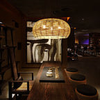 Modern Rattan Weaving 3-light Dome Pendant Light BulbSquare