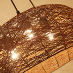Modern Rattan Weaving 3-light Dome Pendant Light BulbSquare