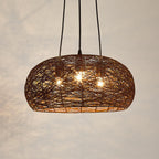 Modern Rattan Weaving 3-light Dome Pendant Light BulbSquare