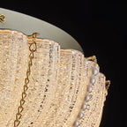 Modern Art Deco Pumpkin Half Round Iron Crystal LED Flush Mount Ceiling Light for Bedroom