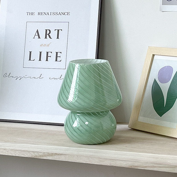 Modern Minimalist Striped Mushroom Glass 1-Light Table Lamp Lumendat