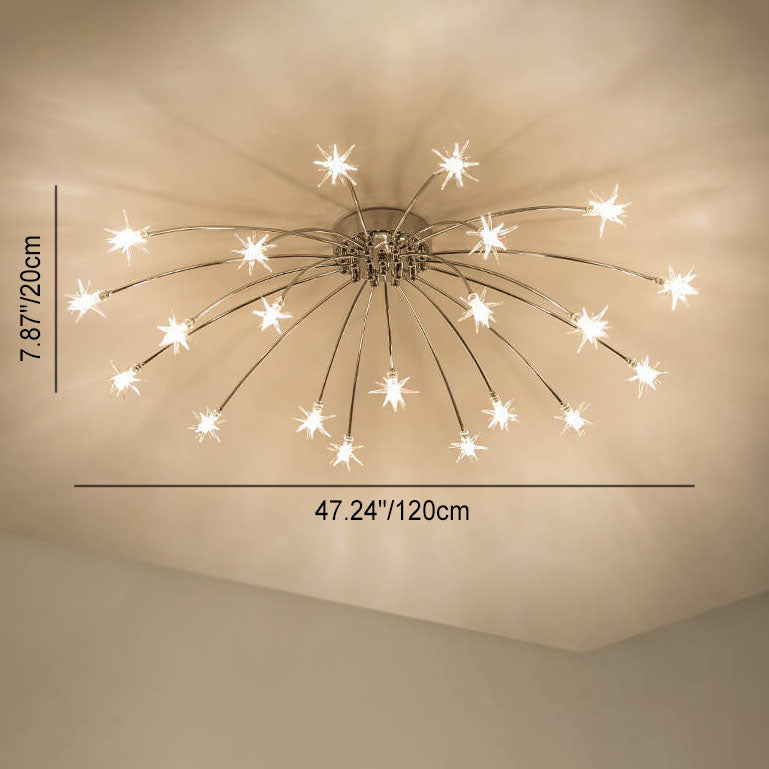 Contemporary Creative Full Of Star Iron 12/21/28 Light Flush Mount Ceiling Light For Living Room Lumendat