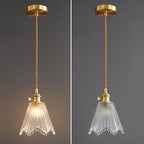 Modern Luxury Glass Bell Shade Brass 1-light Pendant Light BulbSquare