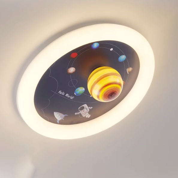 Lumendat Contemporary Nordic Hardware Round Planet Cartoon LED Flush Mount Ceiling Light For Bedroom Lumendat