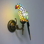 Tiffany Vintage Parrot Stained Glass 1-Light Wall Sconce Lamp