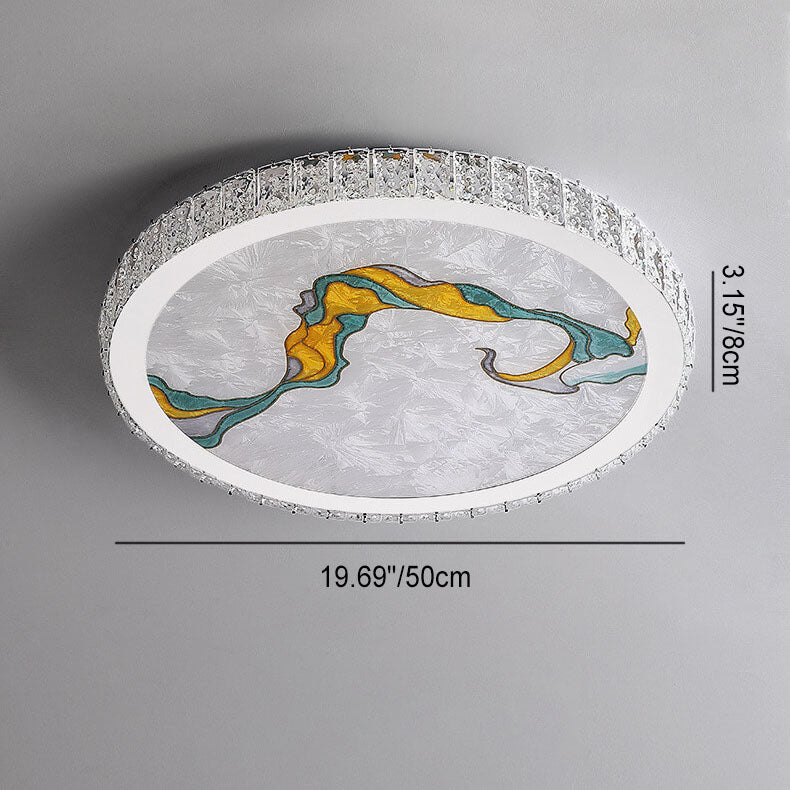 Modern Luxury Enamel Crystal Round LED Flush Mount Ceiling Light Lumendat